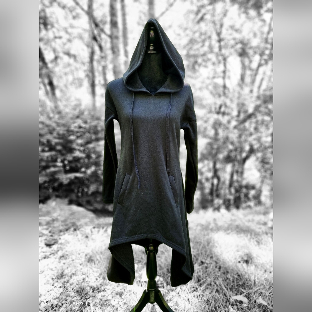 Killstar Black Asymmetric Hooded Sweatshirt Dress